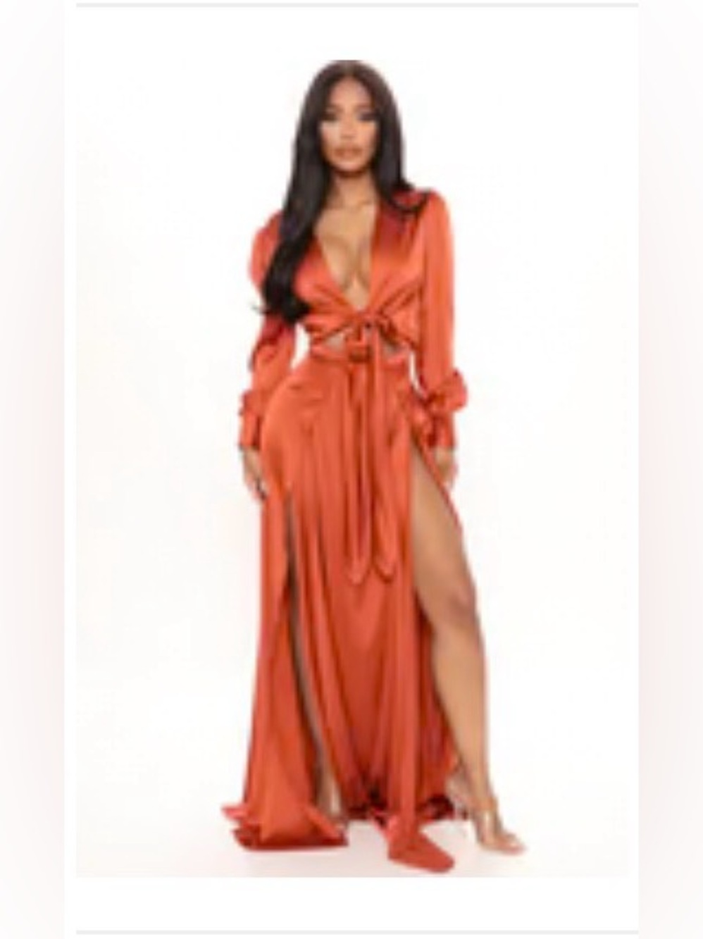 Fashion Nova “Entice Me” Satin Maxi Dress — Size 3X
